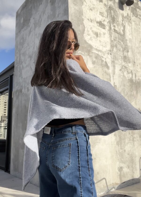 Poncho Velvet Air Celeste